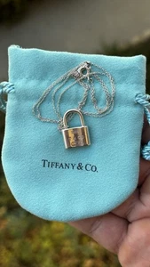 Tiffany & Co. 1837 Schloss Vorhängeschloss Halskette Anhänger 24" Silber 925 mit Etui - Bild 1 von 6