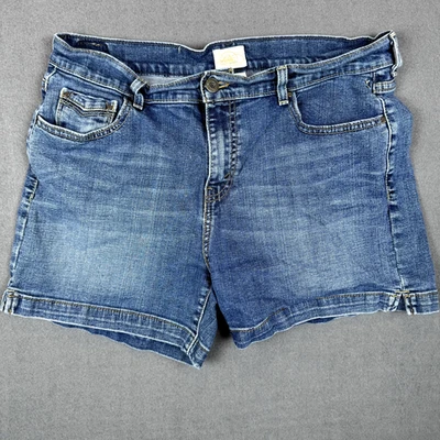 Pantalones Cortos de Jean Levi's 515 Para Mujer Talla 12 Azul Bermudas Denim Lavado Medio Pestaña Roja Foto 1 de 4