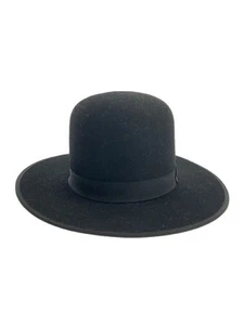 STETSON Amish B Long Felt Hat SIZE:7 1 4 Wool Black Black Solid Color Men - Picture 1 of 7