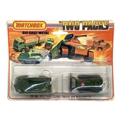 Matchbox Military Dump Truck & Bulldozer Two Packs TP-16 Lesney 1975 Pkg. Unique - Image 1 of 4