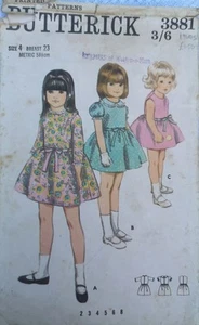 Butterick 1960's Sewing Pattern Girl's Dress Size 2-8yrs - Picture 1 of 4