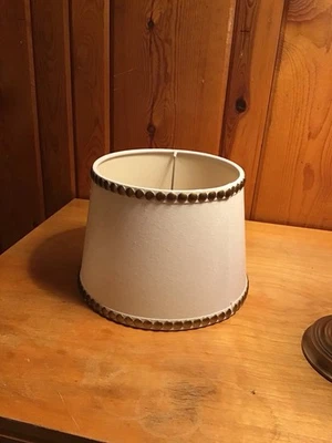 Cream Canvas with Gold Rivets Medium Lampshade for Table Lamp - Image 1 of 4