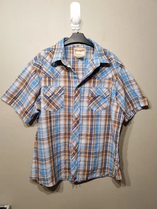 Wrangler Western Pearl Snap Shirt 2XL XXL Plaid Sawtooth Pocket Fashion - Picture 1 of 7