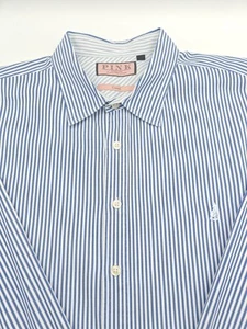 🇬🇧 Thomas Pink Men's 3XL 18x36 Casual Shirt Blue Stripe - Picture 1 of 7