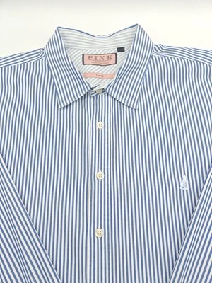 🇬🇧 Thomas Pink Men's 3XL 18x36 Casual Shirt Blue Stripe - Image 1 of 4