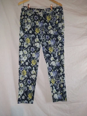 Pantalones para mujer H&M florales altos básicos costeros cabaña tobillo algodón talla 10 Foto 1 de 4