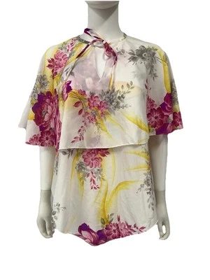 Top de crucero vintage años 70 hawaiano Lanai Resortwear salón sin mangas aleteo M/L Foto 1 de 4