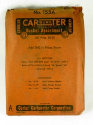 Buick Super Century Roadmaster 1941-1942 NUEVO kit de junta de carburador 155A Foto 1 de 2