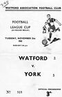 Watford v York City (League Cup 3 replay) November 21st 1961 4-page issue