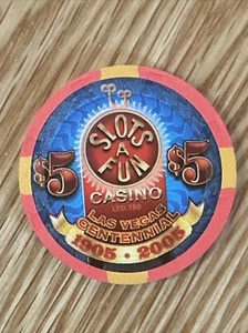 $5 Slots Of Fun 100 years Anniversary  Las Vegas nv casino chip Rare - Picture 1 of 3