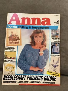 Anna Burda Needlework Magazine 2 February 1988 Crochet Knit Lace Cross Stitch - Picture 1 of 7