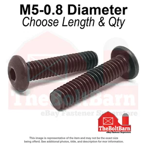 Tornillos de tapa de enchufe de botón grueso M5-0.8 CL12.9 óxido negro (elige longitud y cantidad) - Imagen 1 de 13