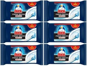 6 x Toilet Duck Brush Refills 12 Per Pack Flushable Cleaning Pad Refill Cleaner 