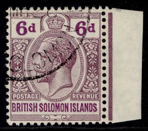 BRITISH SOLOMON ISLANDS GV SG47, 6d dull & brt purple, FU. Cat £35. WMK SCRIPT - Picture 1 of 1