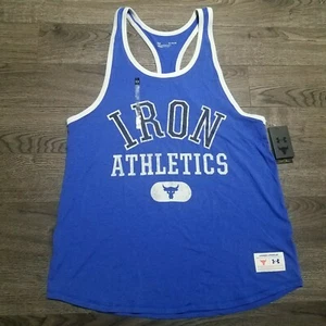 UNDER ARMOUR Project Rock Iron Athletics Tank Top Mens XL Blue Muscle Shirt Gym - Picture 1 of 6
