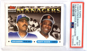 1993 Topps #514 Dusty Baker Rookie Manager (Future HOF) PSA 8—Centered, Pop 1