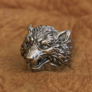 Details Cupronickel Wolf Ring Biker Rock Punk Jewellery CP163C UK N½~Z4 - Picture 1 of 27