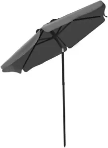 More details for 2m garden beach parasol uv protection sun shade umbrella, push button tilting