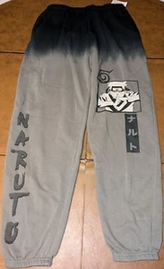 Naruto Sweatpants Mens Medium Fleece Jogger Green Black Drawstring Shippuden - Picture 1 of 3