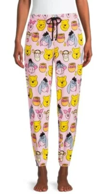 Winnie the Pooh NEW♈Woman's Disney Velour Sleep Pant size S (4-6)~Pink/yellow - Image 1 of 4