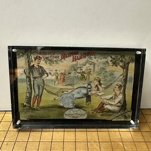Antique Victorian Trade Card Braided Edge Mexican Hammock Advertising Framed - Picture 1 of 12