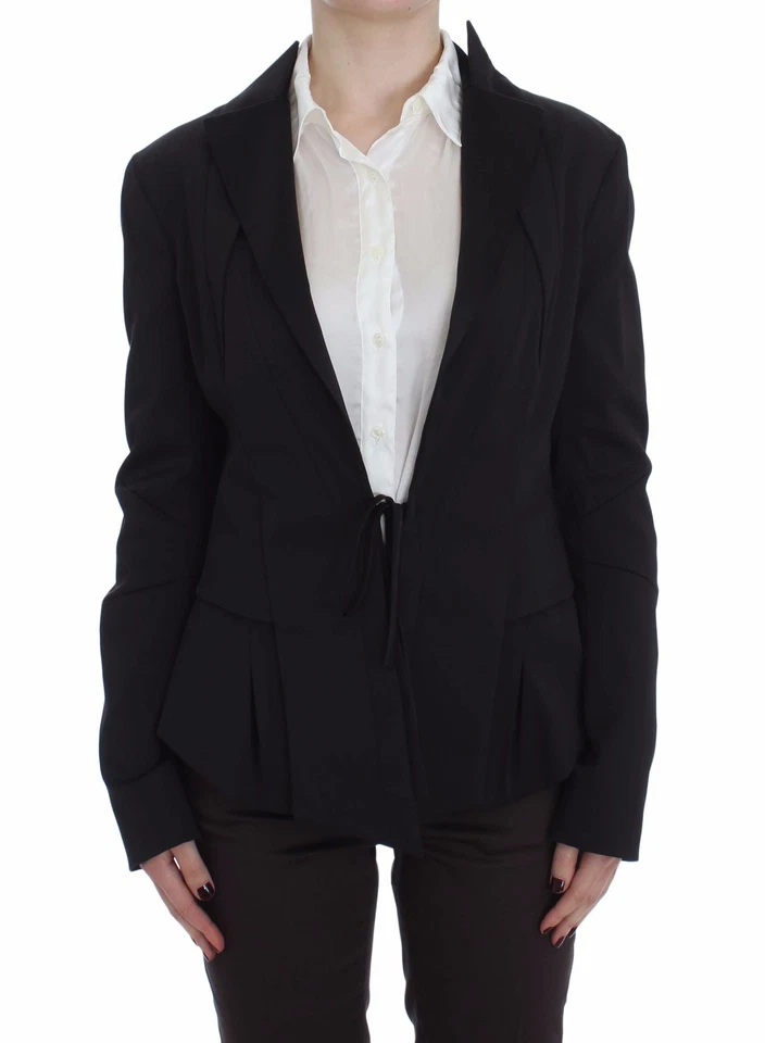 EXTE Blazer 夹克黑色弹力单排扣女式 IT42 / US M RRP 600 美元 — 第 1/4 张图片