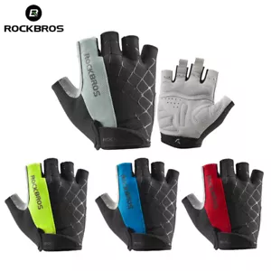 ROCKBROS Half Finger Sports Bike Cycling Gloves Fingerless Non-Slip Shockproof - Picture 1 of 12