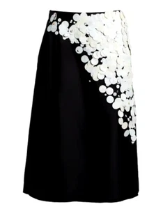 SAINT SINTRA Designer Swarovski Sequin Embellished A-Line Wool Silk Skirt Black - Picture 1 of 6