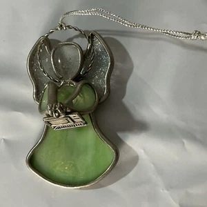Vintage Stained Glass Angel Ornament Suncatcher with Computer Charm 3" Ganz? - Picture 1 of 5