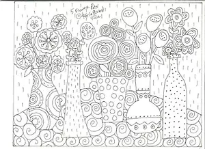 RUG HOOK CRAFT PAPER PATTERN 5 Flower Pots FOLK ART PRIMITIVE Karla Gerard - Picture 1 of 2