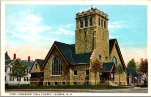 Postal Primera Iglesia Congregacional Laconia New Hampshire NH - Imagen 1 de 2
