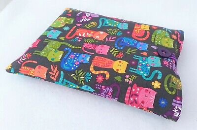 Handmade Book Sleeve Cover Kindle Tablet Padded Protector Pouch Cats Fabric • 9.50£