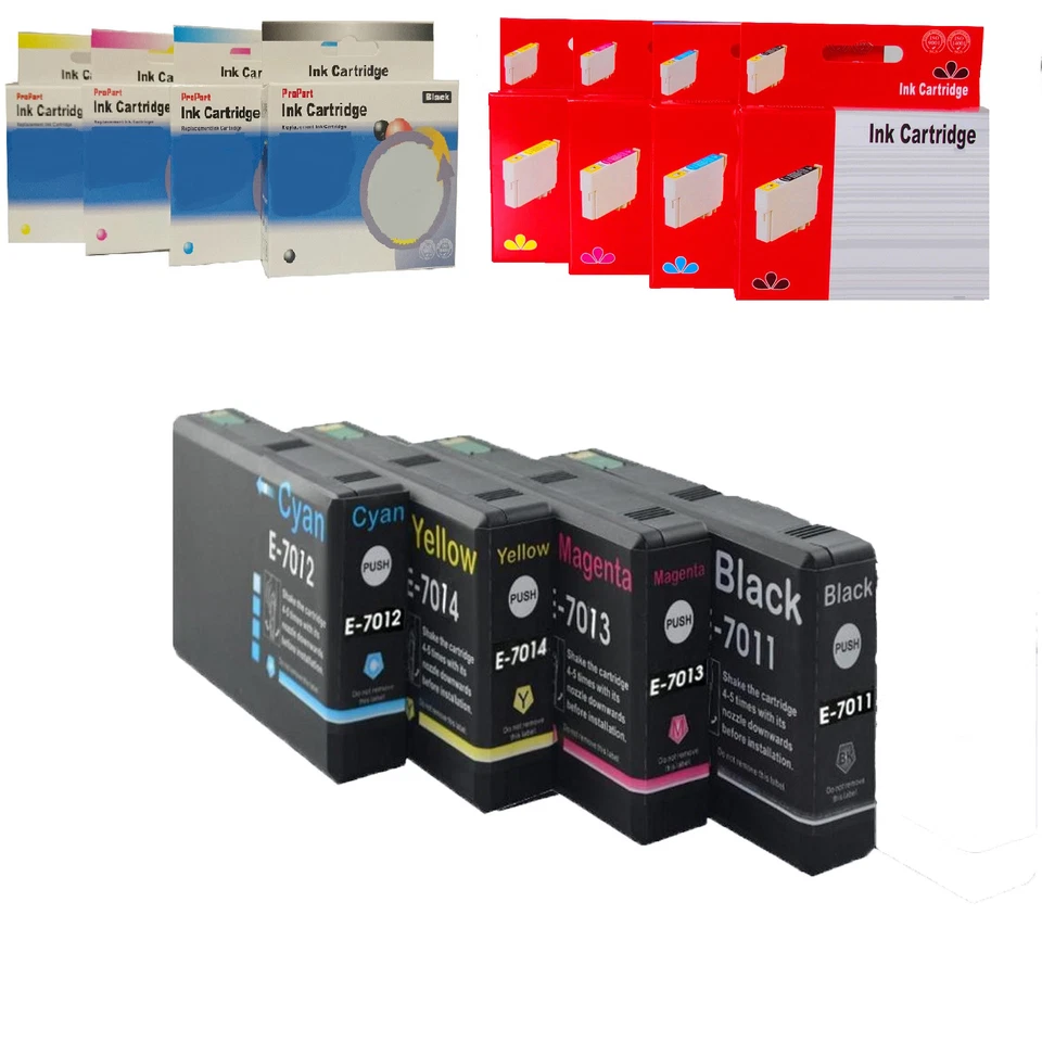 EPSON T7011 T7012 T7013 7014 CARTUCCIA COMPATIBILE NO ORIGINALE KIT BK C M Y - Immagine 1 di 1