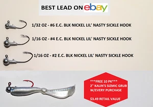 50 RUNDE JIG PK ADLERKRALLE 500BP LIL' BÖSE SICHEL SCHWARZ NICKEL ** WÄHLEN SIE IHRE GRÖSSE ** - Bild 1 von 4