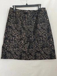 Adrienne Vittadini Black Gold Brocade Skirt Women’s 8 Elegant Paisley Baroque - Picture 1 of 6