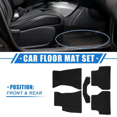 1 Set Car Floor Mats for Audi A4 2017-2023 Front Rear Non-slip Velour Black - Image 1 of 4