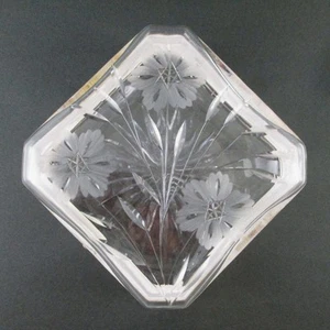 SQUARE Jewelry BOX 6.5" - FLORAL etch - ABP Antique American BRILLIANT cut glass - Picture 1 of 13