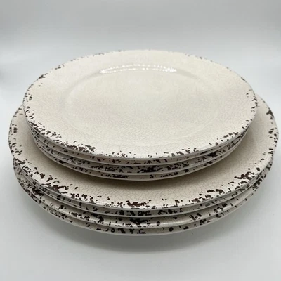 Tommy Bahama Melamine Plates 8 Piece Rustic Crackle 11" Dinner  Salad 9" - Image 1 of 4