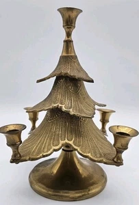 Messing Weihnachtsbaum 5 Kerzenhalter Made In India. Einzigartige Weihnachtsdeko (Y) - Bild 1 von 3