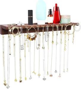 Porta Collar, Organizador de Pared Extra Grande Mejorado con 30 Nogal - Imagen 1 de 6