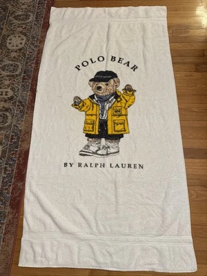 Polo deportivo Ralph Lauren vintage años 90 oso toalla de playa baño 34x68 Foto 1 de 2