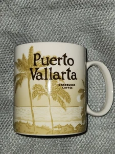 Taza de té café Starbucks 16 OZ Puerto Vallarta serie Global Icon beige y púrpura - Imagen 1 de 6