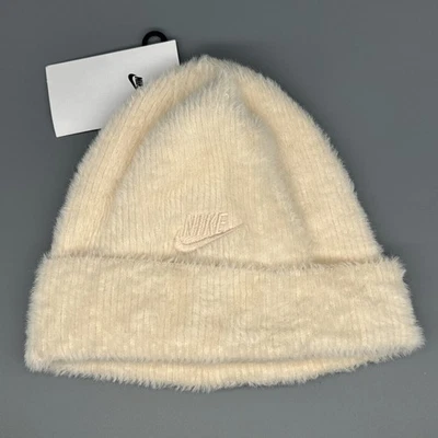 Nike Womens Peak Beanie Guava Ice Off White Fuzzy Sock Hat Cap OSFM NWT - Image 1 of 3