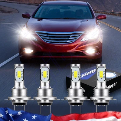 For Hyundai Sonata 2011-2014 6000K LED Headlight High Low Beam Combo 4 Bulbs Kit - Image 1 of 4