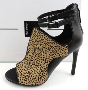 Dolce Vita Halima Open Toe Booties Heels Leather Leopard Size 7 - Picture 1 of 8