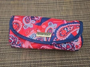 Ellen Tracy Jewelry Organizer Travel Bag Make up Blue Pink Red Paisley - Picture 1 of 4