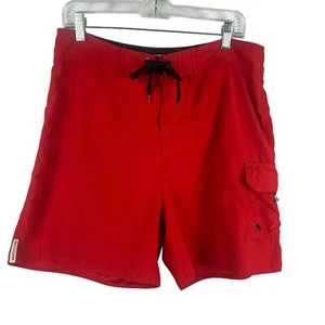 Vintage QuickSilver Edition Swim Board Shorts Men 34 Red Beach Surf Lifeguard - Picture 1 of 8