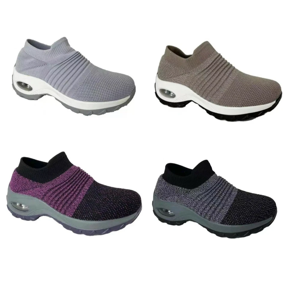 Womens Slip On Sock Sneaker Walking Air Cushion Mesh Work Nursing Tennis Size - Image 1 of 1