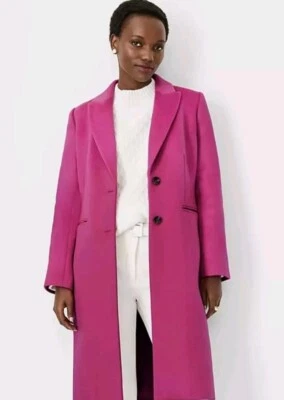 Abrigo para mujer Ann Taylor mezcla de lana a medida Chesterfield rosa baya XXL $248 Foto 1 de 4