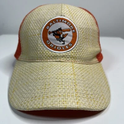 MLB Baltimore Orioles Paja Snapback Gorra Talla Única Naranja Malla Espalda Nueva Foto 1 de 4
